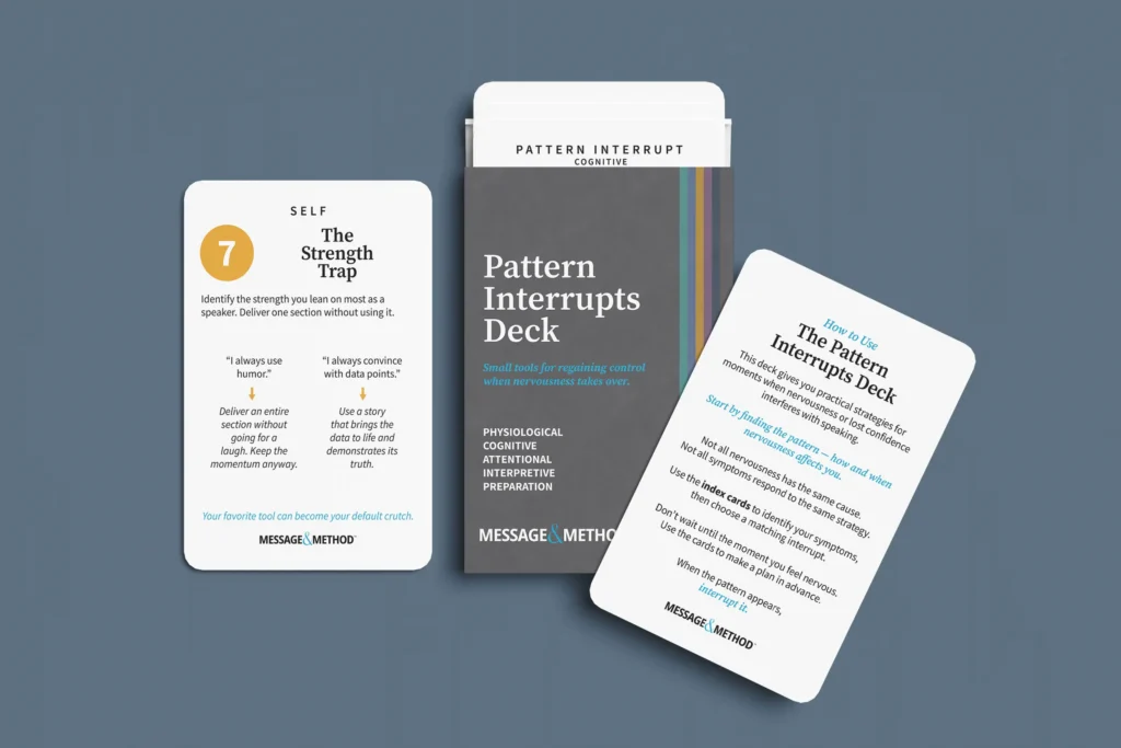 Challenge Card and Pattern Interrupts Deck, side-by-side on a table.